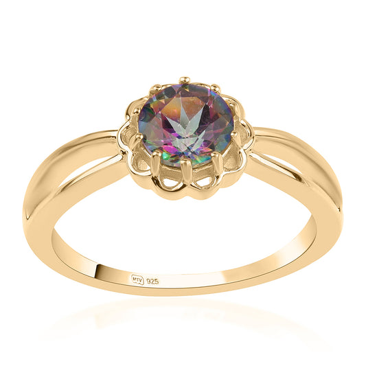 Arannyal Bevont Ezüst Gyűrű Misztikus Topázzal