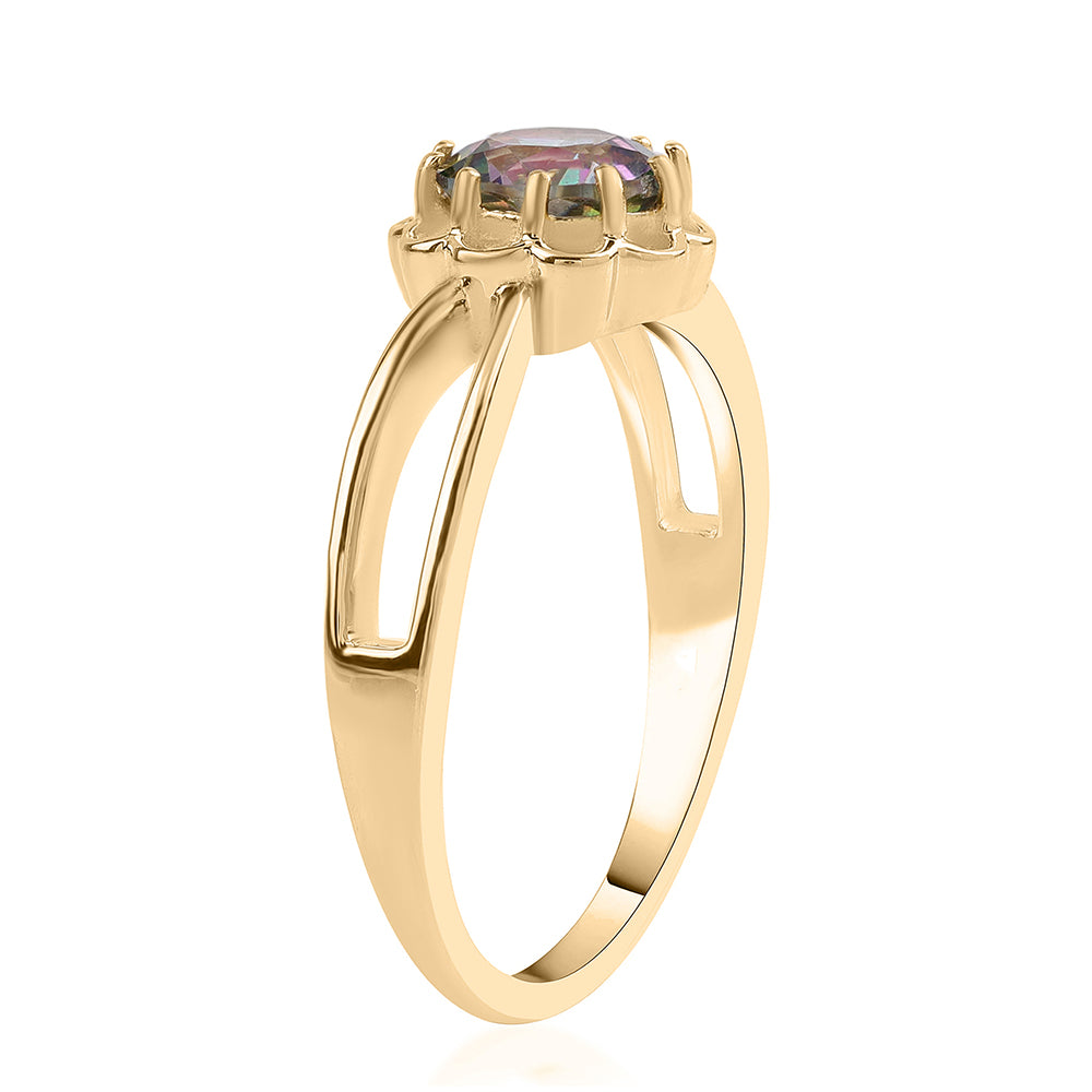 Arannyal Bevont Ezüst Gyűrű Misztikus Topázzal 2 