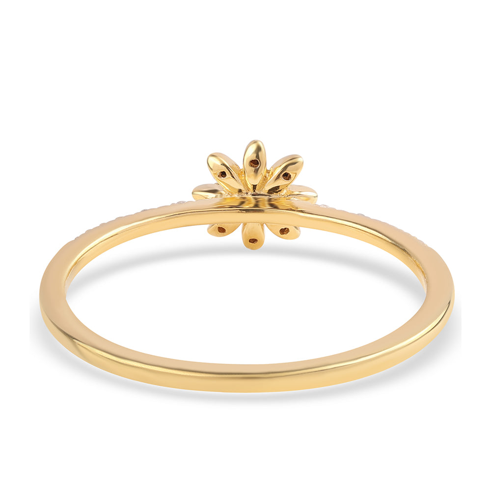 Arannyal Bevont Ezüst Gyűrű Fekete Gyémánttal és Fehér Gyémánttal