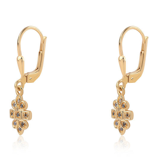 Arannyal Bevont Ezüst Fülbevaló Fekete Gyémánttal