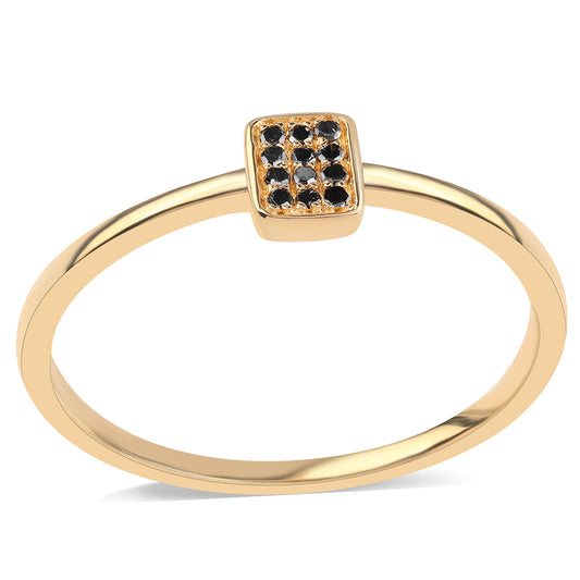 Arannyal Bevont Ezüst Gyűrű Fekete Gyémánttal