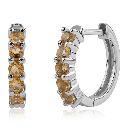 Ezüst Fülbevaló "AA" Osztályú Brazíliai Citrinnel