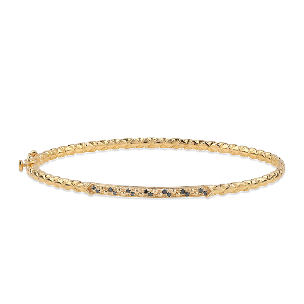 Arannyal Bevont Ezüst Karkötő Fekete Gyémánttal 1 