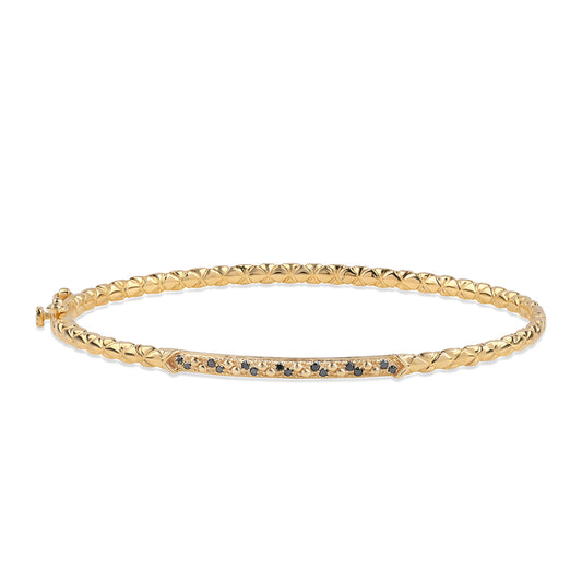 Arannyal Bevont Ezüst Karkötő Fekete Gyémánttal