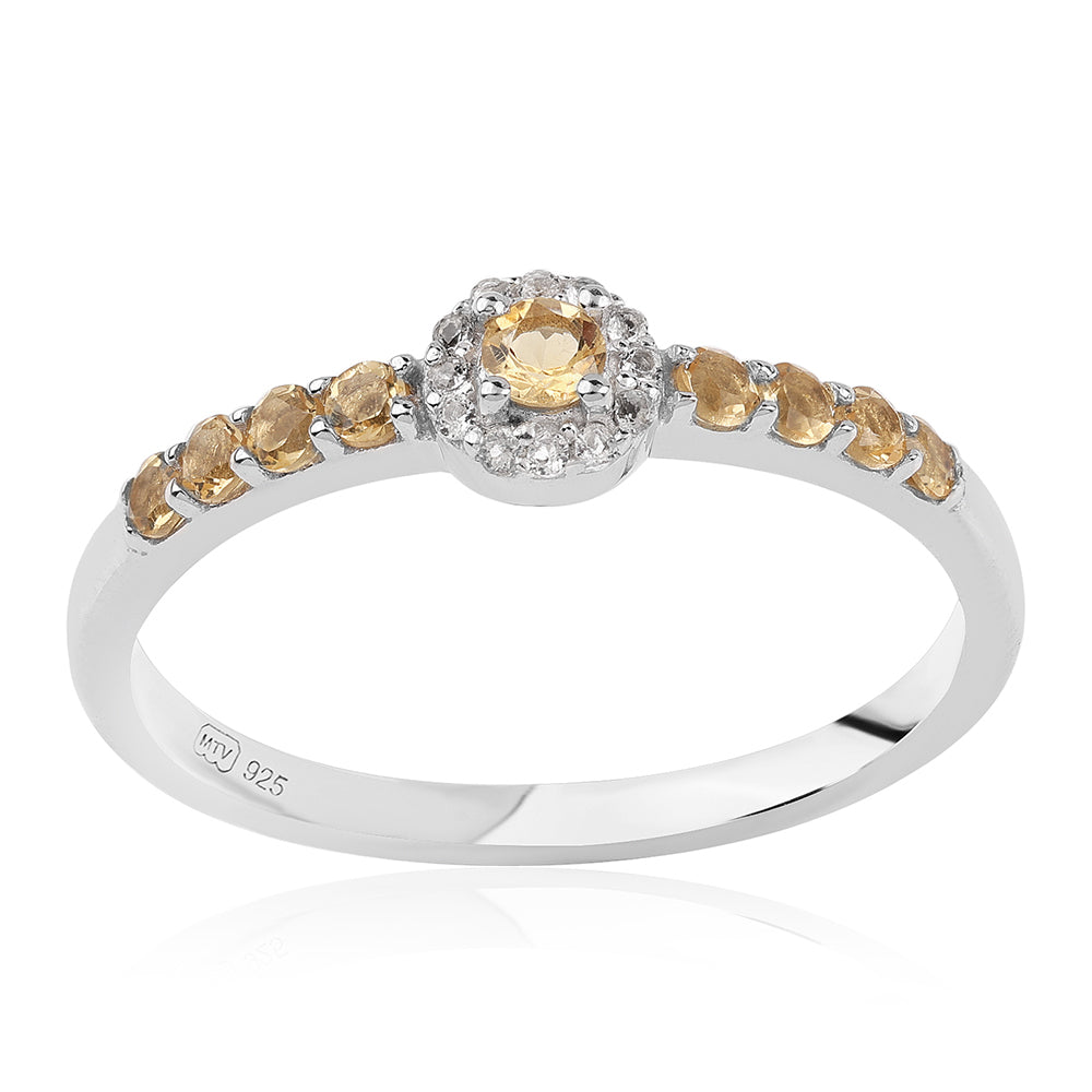 Ezüst Gyűrű "AA" Osztályú Brazíliai Citrinnel és Fehér Topázzal 1 