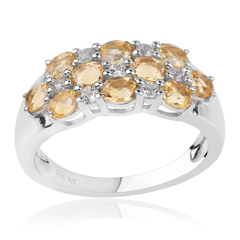 Ezüst Gyűrű "AA" Osztályú Brazíliai Citrinnel és Fehér Topázzal 1 