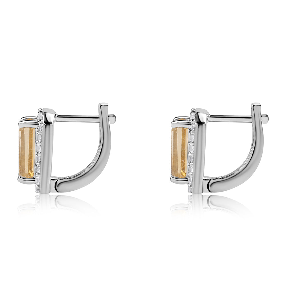 Ezüst Fülbevaló "AA" Osztályú Brazíliai Citrinnel és Fehér Topázzal 3 