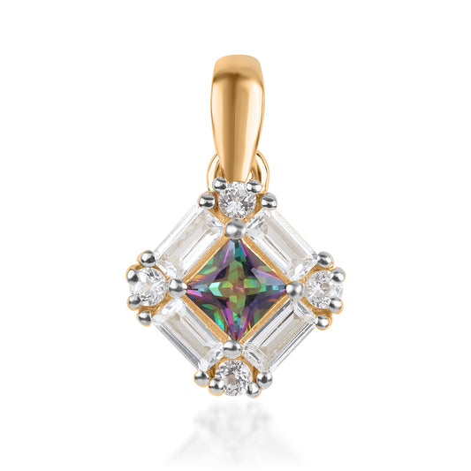 Arannyal Bevont Ezüst Medál Misztikus Topázzal és Fehér Topázzal