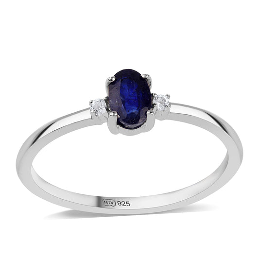 Ezüst Gyűrű Ausztrál Kék Zafírral és Fehér Topázzal