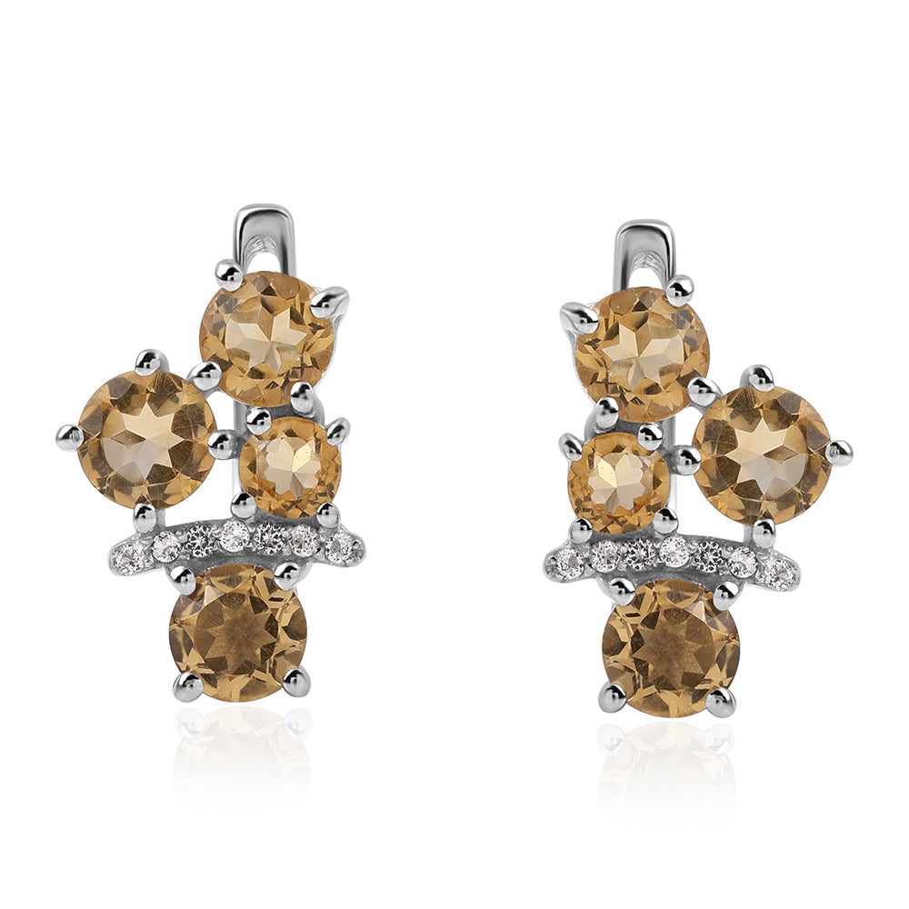 Ezüst Fülbevaló "AA" Osztályú Brazíliai Citrinnel és Fehér Topázzal 1 