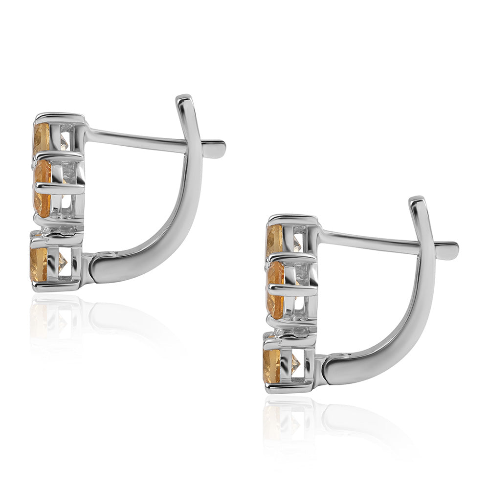 Ezüst Fülbevaló "AA" Osztályú Brazíliai Citrinnel és Fehér Topázzal 3 