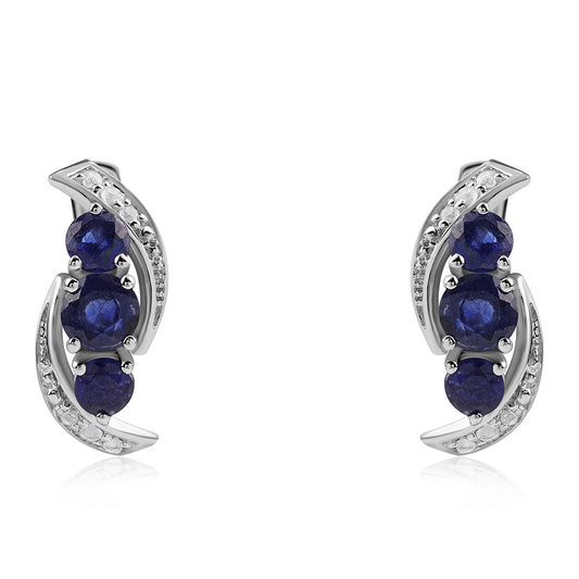 Ezüst Fülbevaló Ausztrál Kék Zafírral és Fehér Topázzal