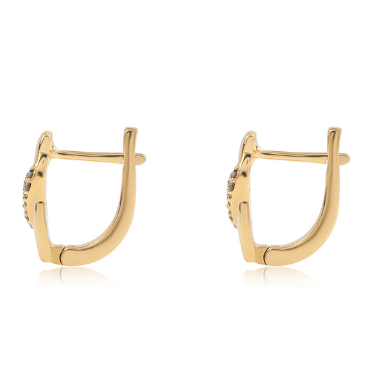 Arannyal Bevont Ezüst Fülbevaló Fekete Gyémánttal