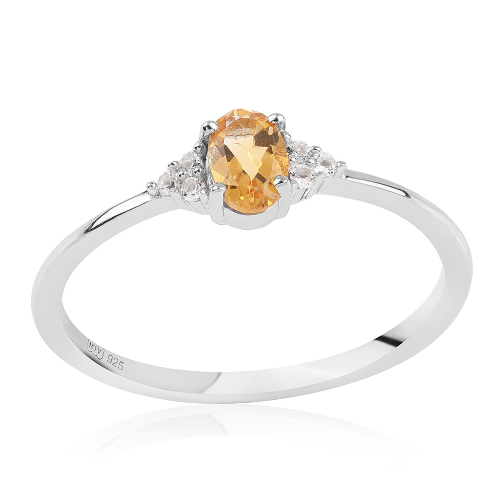 Ezüst Gyűrű "AA" Osztályú Brazíliai Citrinnel és Fehér Topázzal 1 