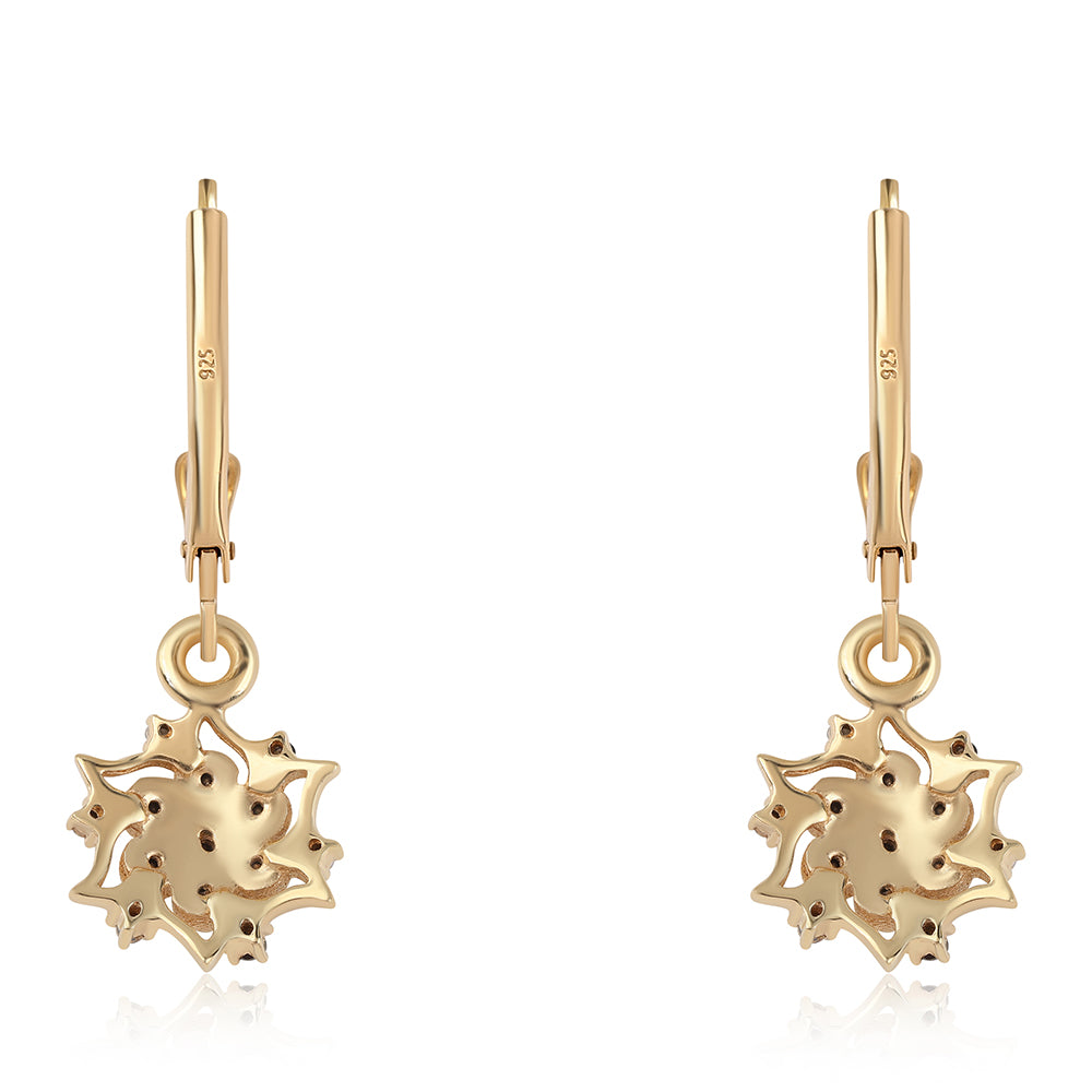 Arannyal Bevont Ezüst Fülbevaló Fekete Gyémánttal