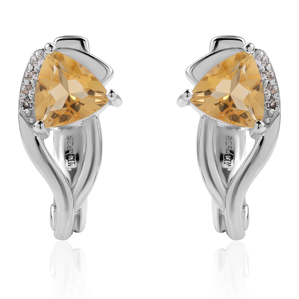 Ezüst Fülbevaló "AA" Osztályú Brazíliai Citrinnel és Fehér Topázzal 1 