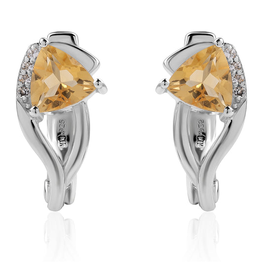 Ezüst Fülbevaló "AA" Osztályú Brazíliai Citrinnel és Fehér Topázzal