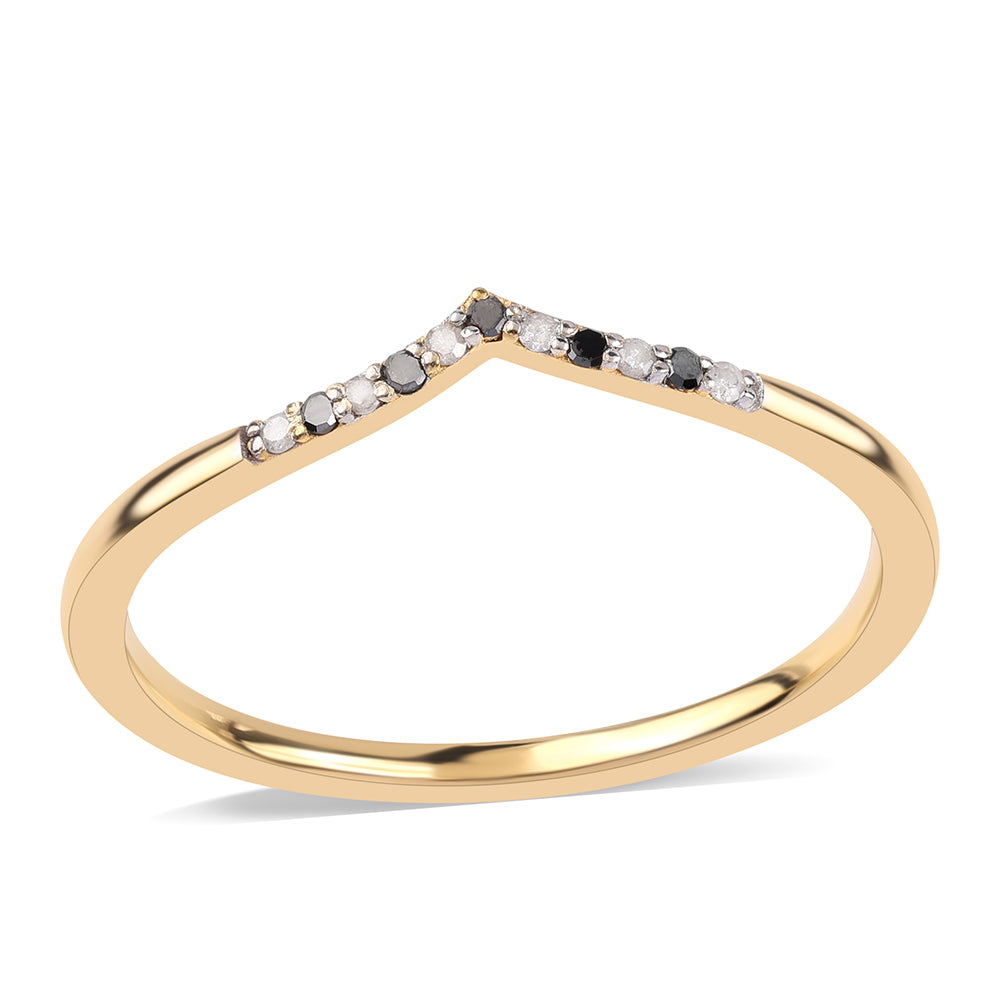 Arannyal Bevont Ezüst Gyűrű Fekete Gyémánttal 1 