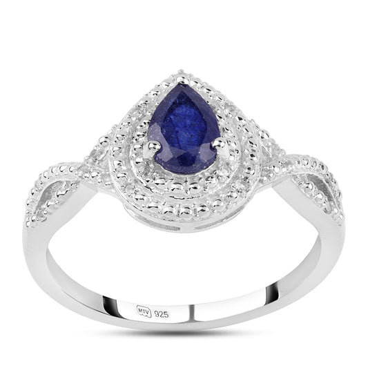 Ezüst Gyűrű Ausztrál Kék Zafírral és Fehér Topázzal