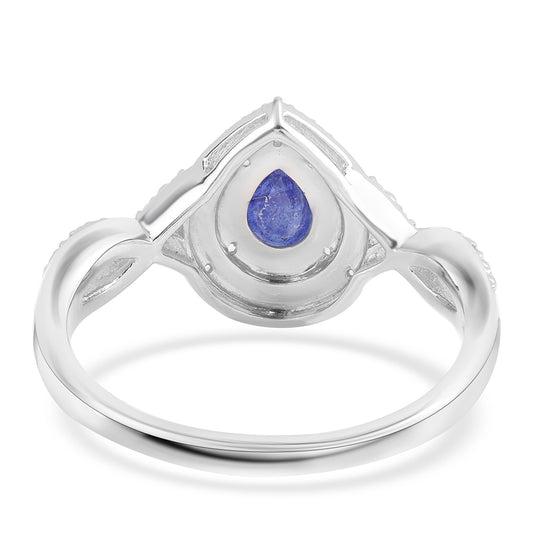 Ezüst Gyűrű Ausztrál Kék Zafírral és Fehér Topázzal