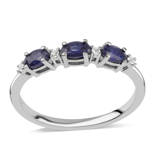 Ezüst Gyűrű Ausztrál Kék Zafírral és Fehér Topázzal