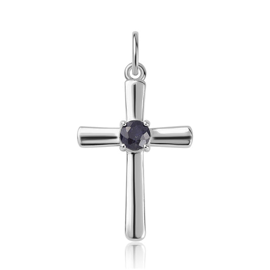Kereszt Ezüst Medál Ausztrál Kék Zafírral