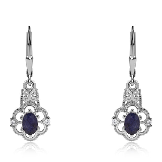 Ezüst Fülbevaló Ausztrál Kék Zafírral és Fehér Topázzal