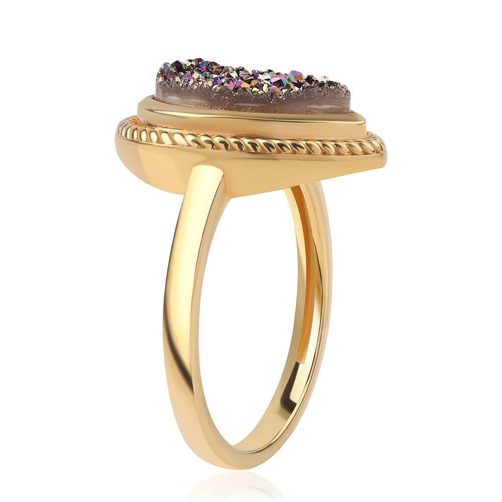 Arannyal Bevont Ezüst Gyűrű Lila Drusy-val 2 