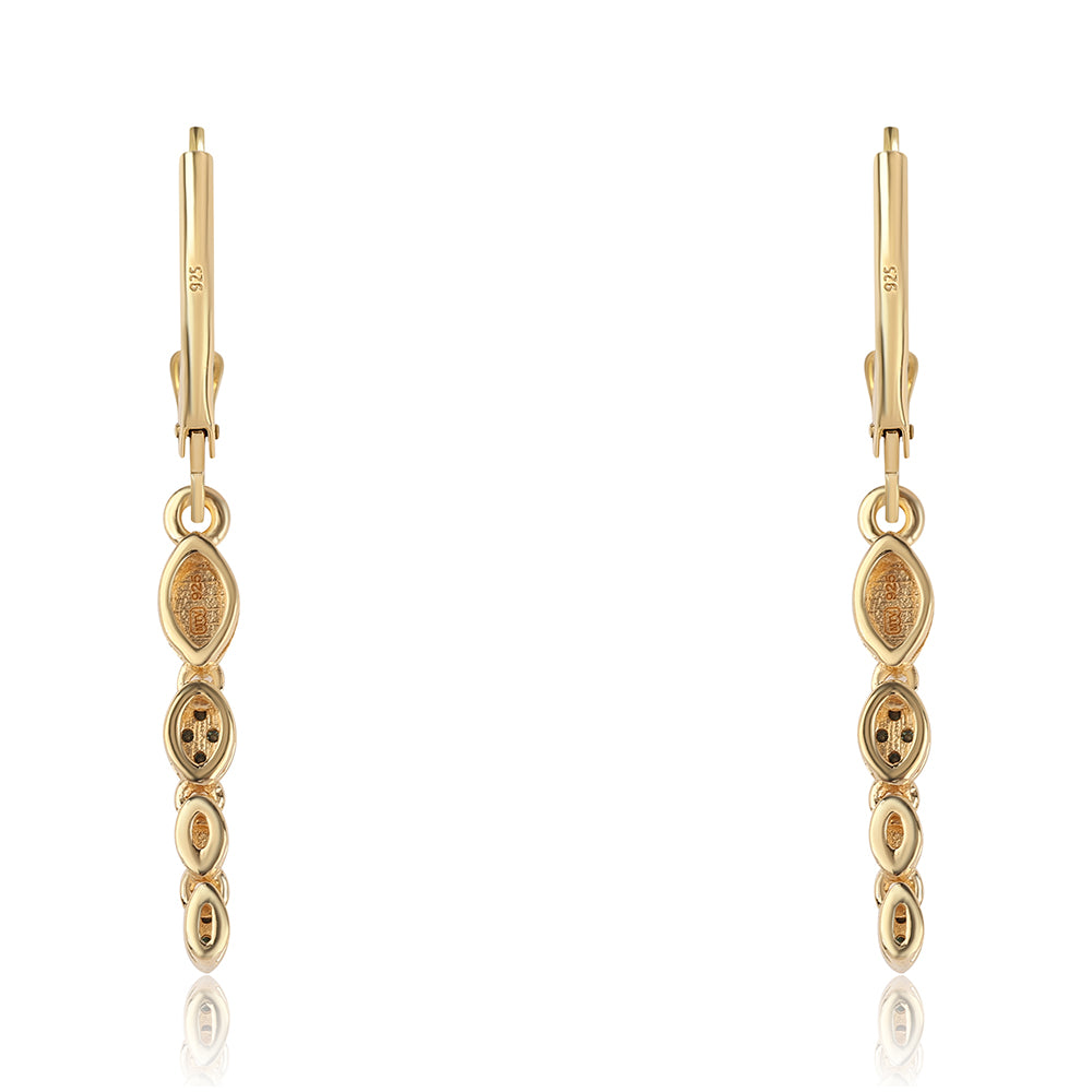 Arannyal Bevont Ezüst Fülbevaló Kék Gyémánttal 3 