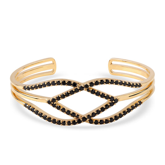 Arannyal Bevont Ezüst Karkötő Fekete Spinellel