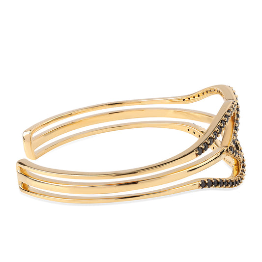 Arannyal Bevont Ezüst Karkötő Fekete Spinellel