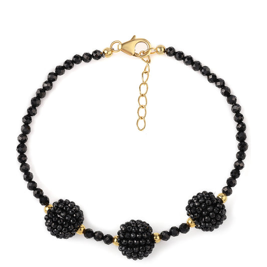 Arannyal Bevont Ezüst Karkötő Fekete Spinellel