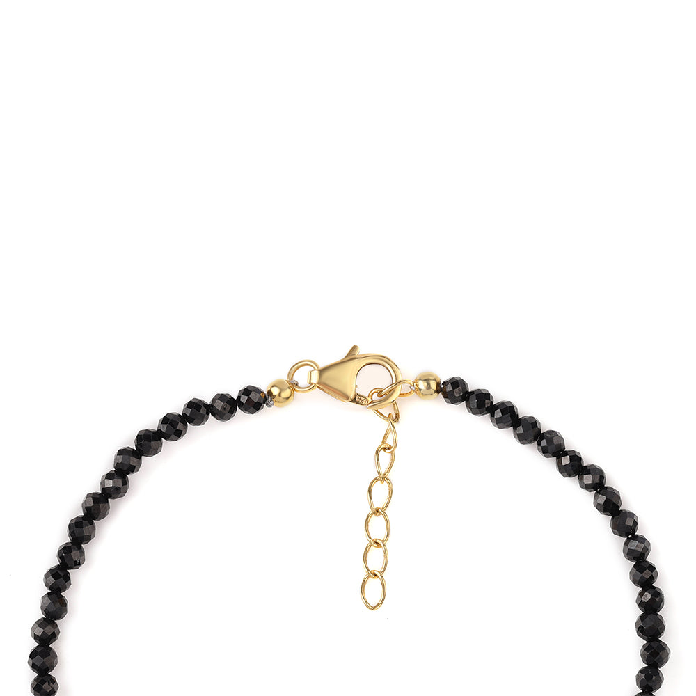 Arannyal Bevont Ezüst Karkötő Fekete Spinellel 3 