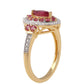 Arannyal Bevont Ezüst Gyűrű Mozambiquei Rubinnal és Fehér Topázzal