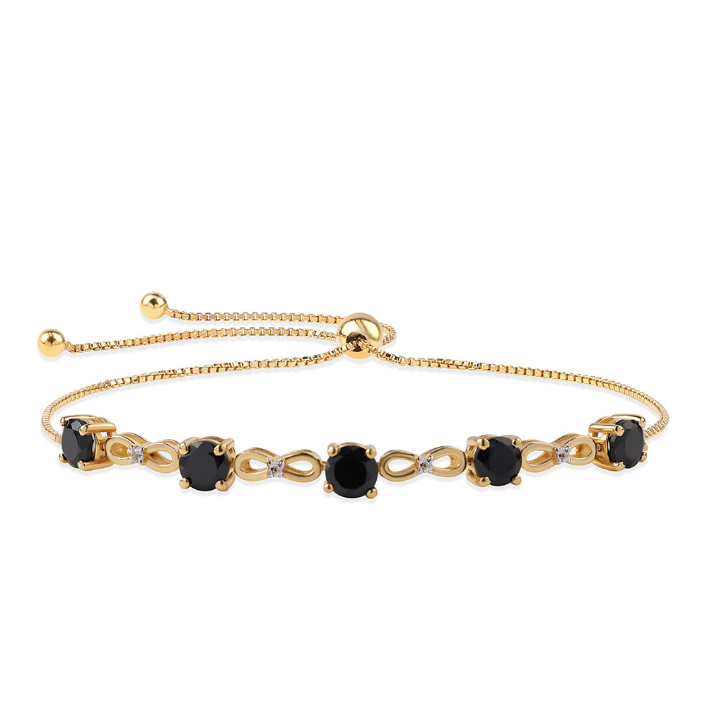 Arannyal Bevont Ezüst Karkötő Fekete Spinellel és Fehér Topázzal 1 