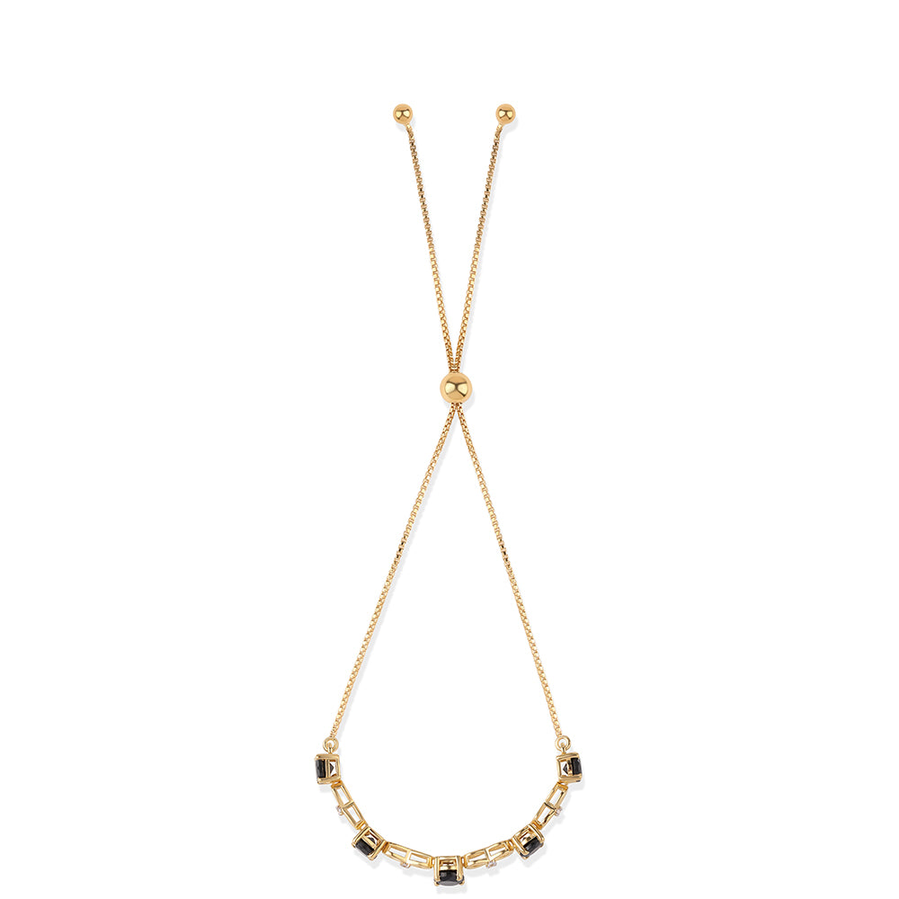 Arannyal Bevont Ezüst Karkötő Fekete Spinellel és Fehér Topázzal 3 