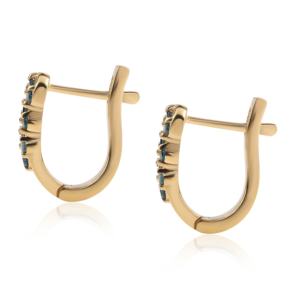 Arannyal Bevont Ezüst Fülbevaló Kék Gyémánttal 2 