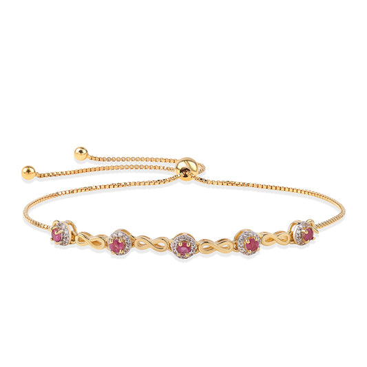 Arannyal Bevont Ezüst Karkötő Mozambiquei Rubinnal és Fehér Topázzal