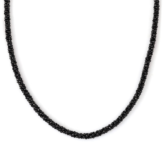 Arannyal Bevont Ezüst Nyaklánc Fekete Spinellel