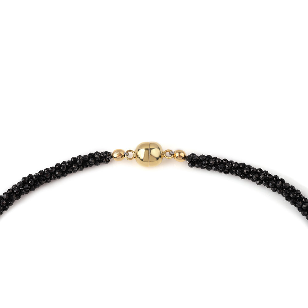 Arannyal Bevont Ezüst Nyaklánc Fekete Spinellel 3 