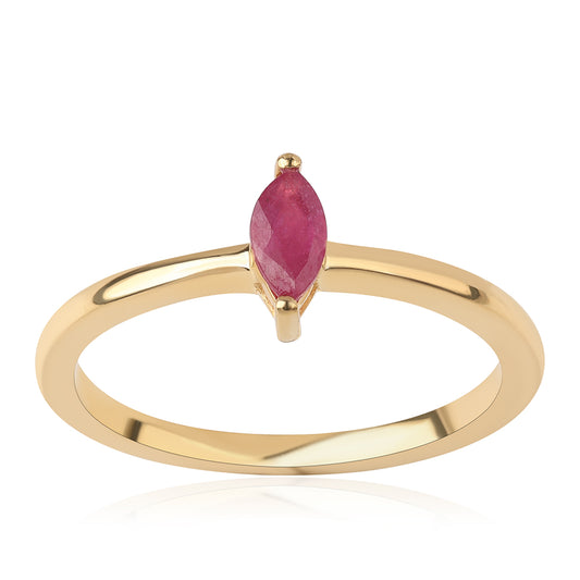 Arannyal Bevont Ezüst Gyűrű Mozambiquei Rubinnal