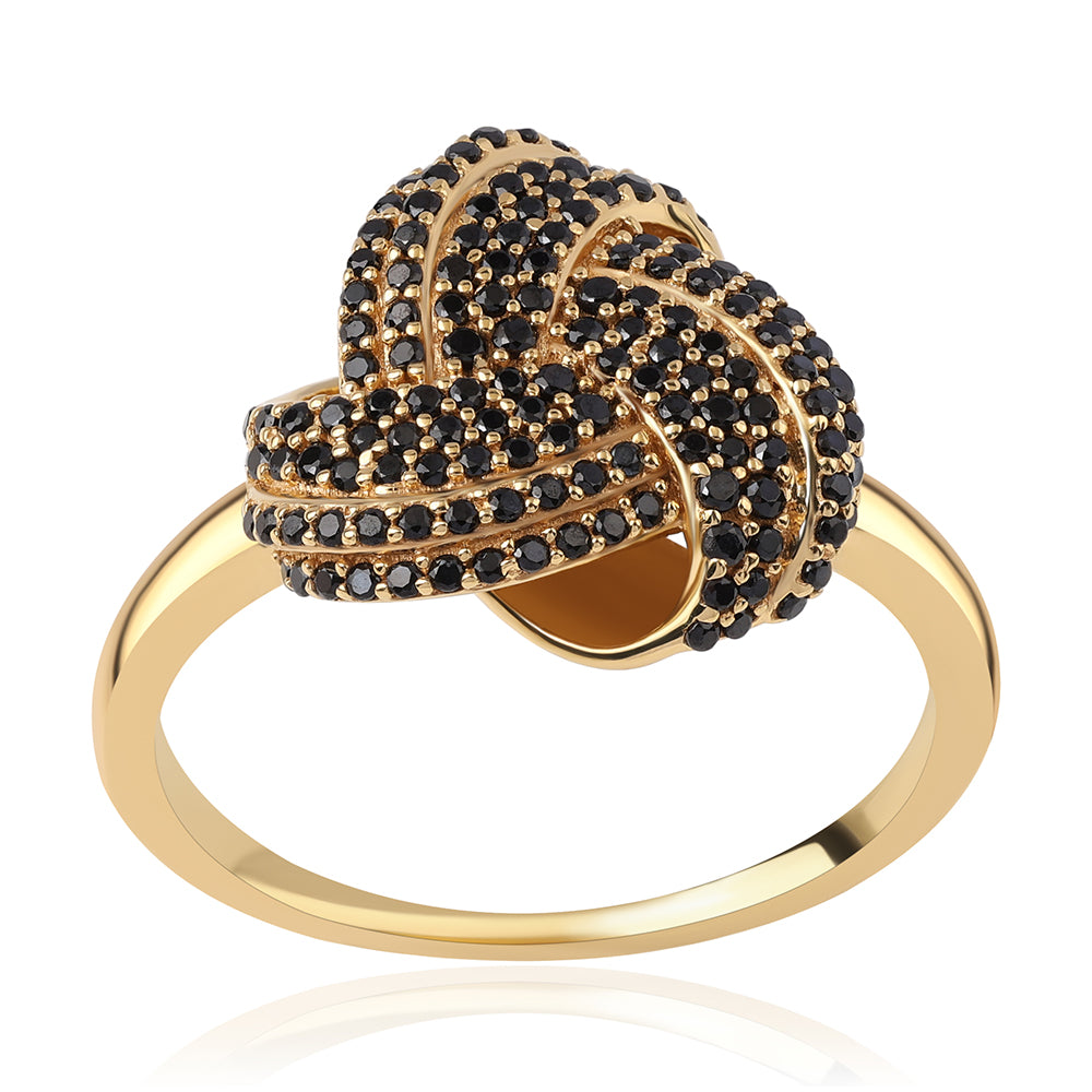 Arannyal Bevont Ezüst Gyűrű Fekete Spinellel 1 