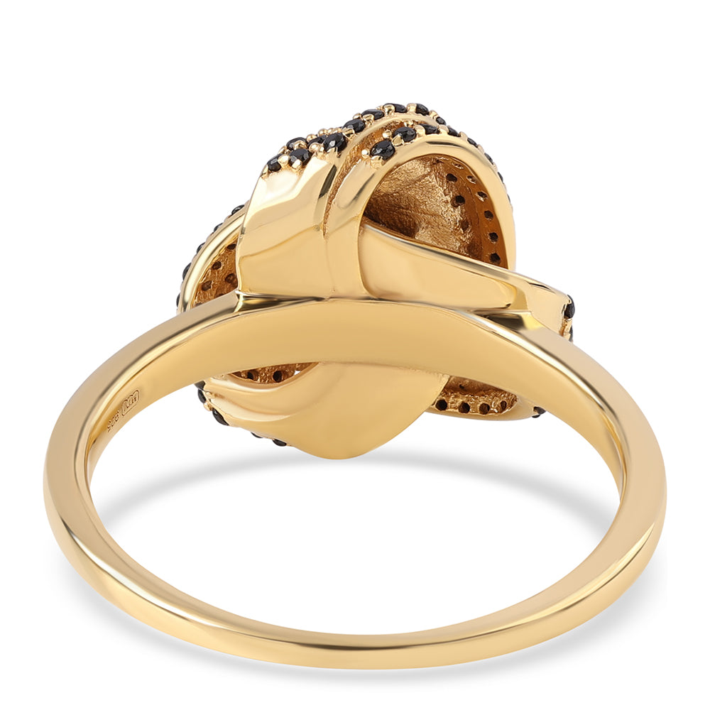 Arannyal Bevont Ezüst Gyűrű Fekete Spinellel 3 