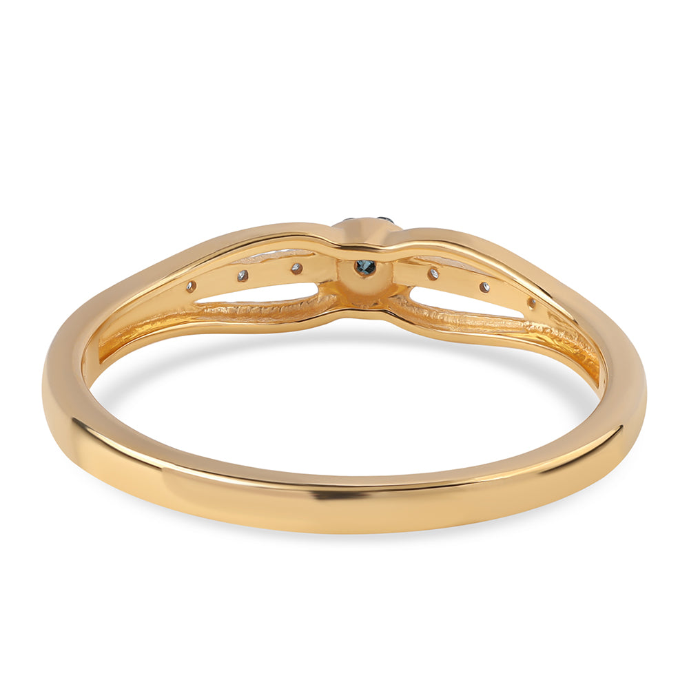 Arannyal Bevont Ezüst Gyűrű Kék Gyémánttal és Fehér Gyémánttal 3 