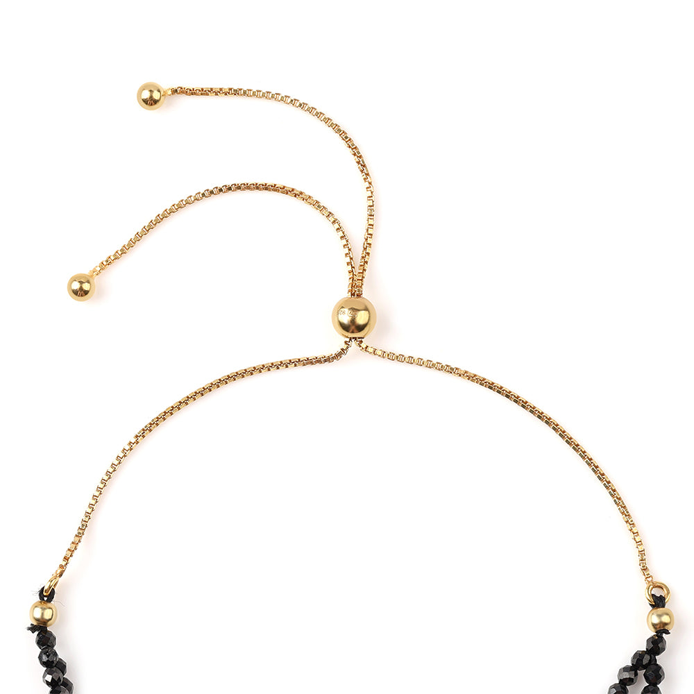 Arannyal Bevont Ezüst Karkötő Fekete Spinellel 2 