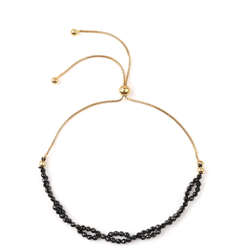 Arannyal Bevont Ezüst Karkötő Fekete Spinellel 1 