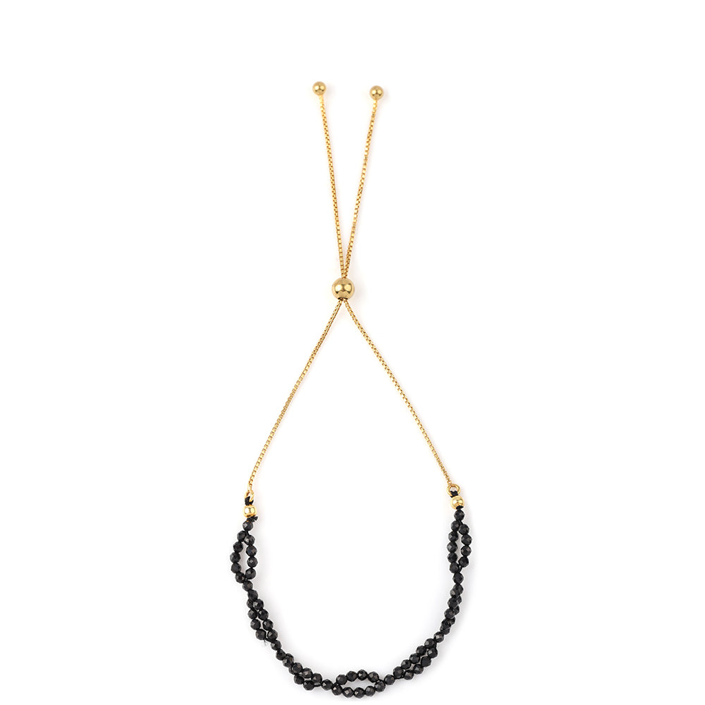 Arannyal Bevont Ezüst Karkötő Fekete Spinellel 3 