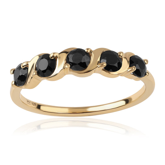 Arannyal Bevont Ezüst Gyűrű Fekete Spinellel