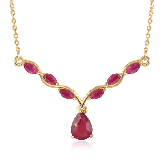 Arannyal Bevont Ezüst Nyaklánc Mozambiquei Rubinnal