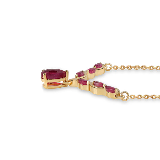 Arannyal Bevont Ezüst Nyaklánc Mozambiquei Rubinnal